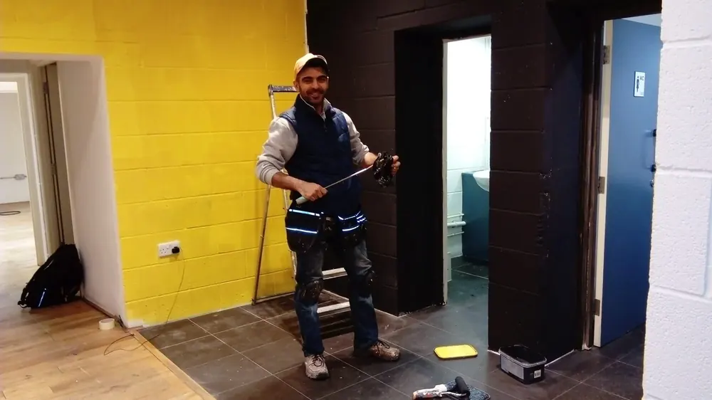 Omar on site at a commercial fit-out