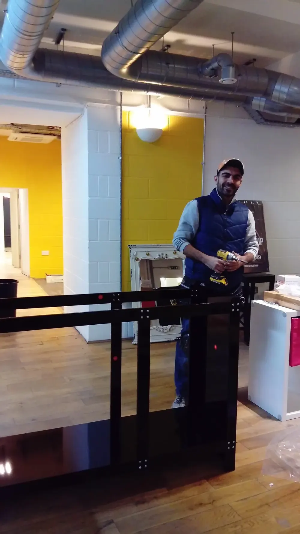 Omar on site at a gym fit-out